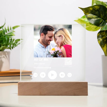 Personalized Our Song Acrylic Square Plaque Wood Base